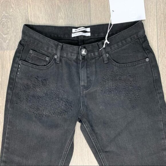 Revolve One Teaspoon Straight leg Baggy Jeans Low rise Awesome Baggies Black 25 - Picture 4 of 14